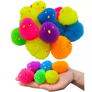 Confezione da 24 - Mini palline tampone pulcini colore neon (1,75") pollo sollievo stress divertimento - Foto 1 di 6