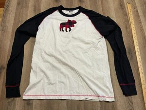 Lazy One Shirt, Mens Size XL, White Black Red, Moose Sleepwear Long Sleeve Shirt - Picture 1 of 11