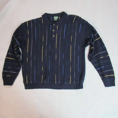 Винтажный мужской свитер Scandia Woods XL синий вязаный пуловер 90-х Grandpa Cosby Biggie - Изображение 1 из 4