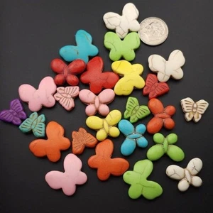 Howlite Butterfly Beads Lot - Picture 1 of 1
