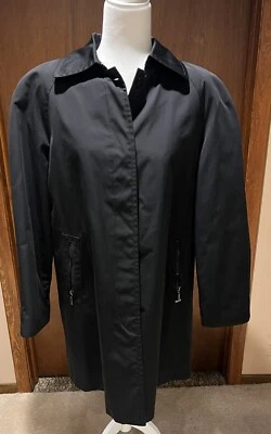 Anne Klein Women’s Lined Raincoat Black Size Large EUC - Image 1 of 4