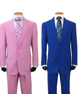 Men's BASIC Polyester 2 button Jacket with Pant Suit SOLID By FORTIN LANDI 702 - Picture 1 of 5