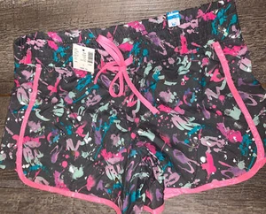 Justice sz 12 silver Pink Gray Splatter Paint shorts nwt sports swim running - Picture 1 of 6