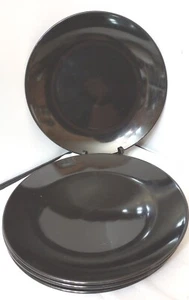 New Royal Norfolk Set Of 4 Black Glossy Dinner Plates 10 1/4" - Picture 1 of 4