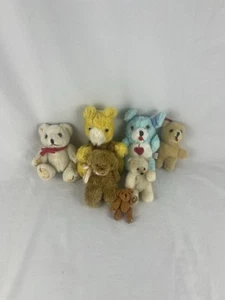 Lot of 7 VTG Miniature Mini Stuffed Animal Plush Teddy Bears - Picture 1 of 5