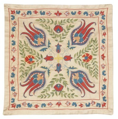 Funda de cojín 100% seda 20"x20". Funda de almohada bordada a mano. Almohada de encaje moderna Foto 1 de 4