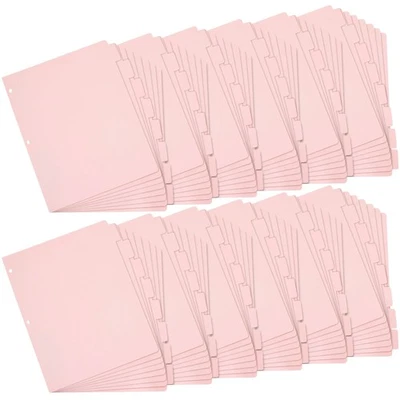Juego de 12 divisores rosas de 8 pestañas para carpeta de 3 anillos, 96 divisores totales, tamaño letra Foto 1 de 4