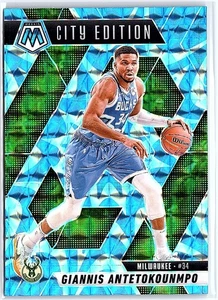 2024-25 Panini Mosaic Giannis Antetokounmpo Reactive Blue City Edition Bucks - Picture 1 of 10