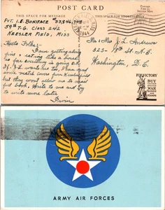 Postal Ejército Fuerzas Aéreas Estrella Azul Insign Aviación Militar Segunda Guerra Mundial - Imagen 1 de 1