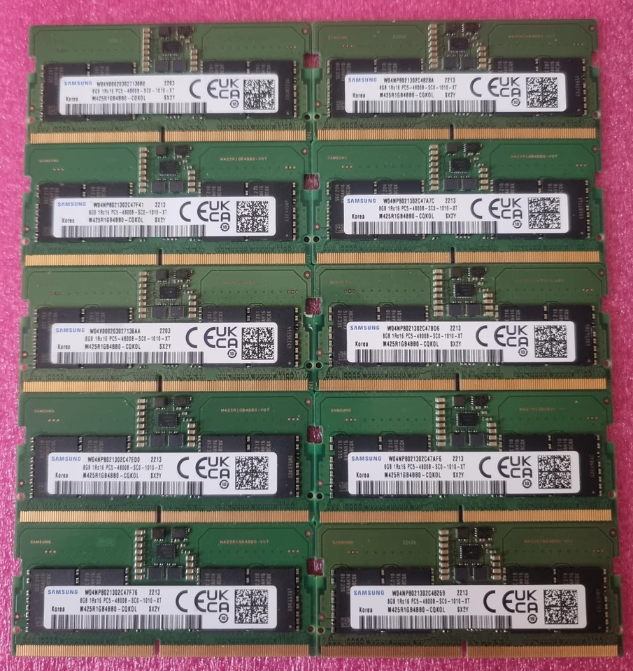 Samsung PC5 38400 10 x 8GB 1RX16 DDR5 PC5 4800B M425R1GB4BB0-CQK0L Joblot - Image 1 of 1