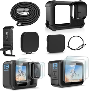 Funda protectora de goma con funda de silicona negra para GoPro Hero 13 negra - Imagen 1 de 6