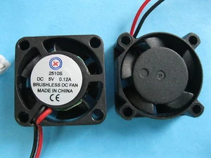 2 pcs Brushless DC Cooling Fan 5V 2510S 5 Blades 25x25x10mm Sleeve Bearing 2Wire - Picture 1 of 4
