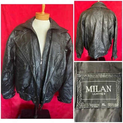 Chaqueta de Cuero Marca Milán PERFECTA VINTAGE Moto Talla XL 1980s Estilo Retro  Foto 1 de 4