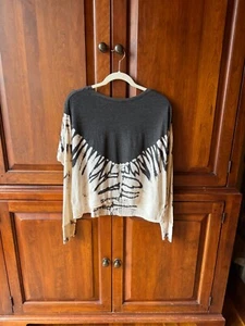 Raquel Allegra Tie Dye Charcoal Long Sleeve Top, Size Small/1 - Picture 1 of 7