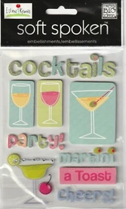 MAMBI Soft Spoken 3D glittered stickers COCKTAILS Theme 95242 Fast FREE Ship! - Picture 1 of 1