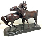 Pferd Skulptur Figur EJM Pferde Keramik bronziert SEHR ALT 49/37cm