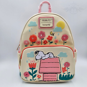 Loungefly Peanuts Snoopy Doghouse Floral Mini Backpack New