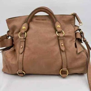 Miu Miu Vitello Lux rosa braun Band Beuteltasche 2-Wege Tasche aus Japan kostenloser Versand - Bild 1 von 8