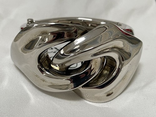 ALEXANDER MCQUEEN Bracciale Bracciale Bracciale Bracciale Bracciale Maglie Larghe Sculture $1290 Nuovo con Etichette Tono Argento S