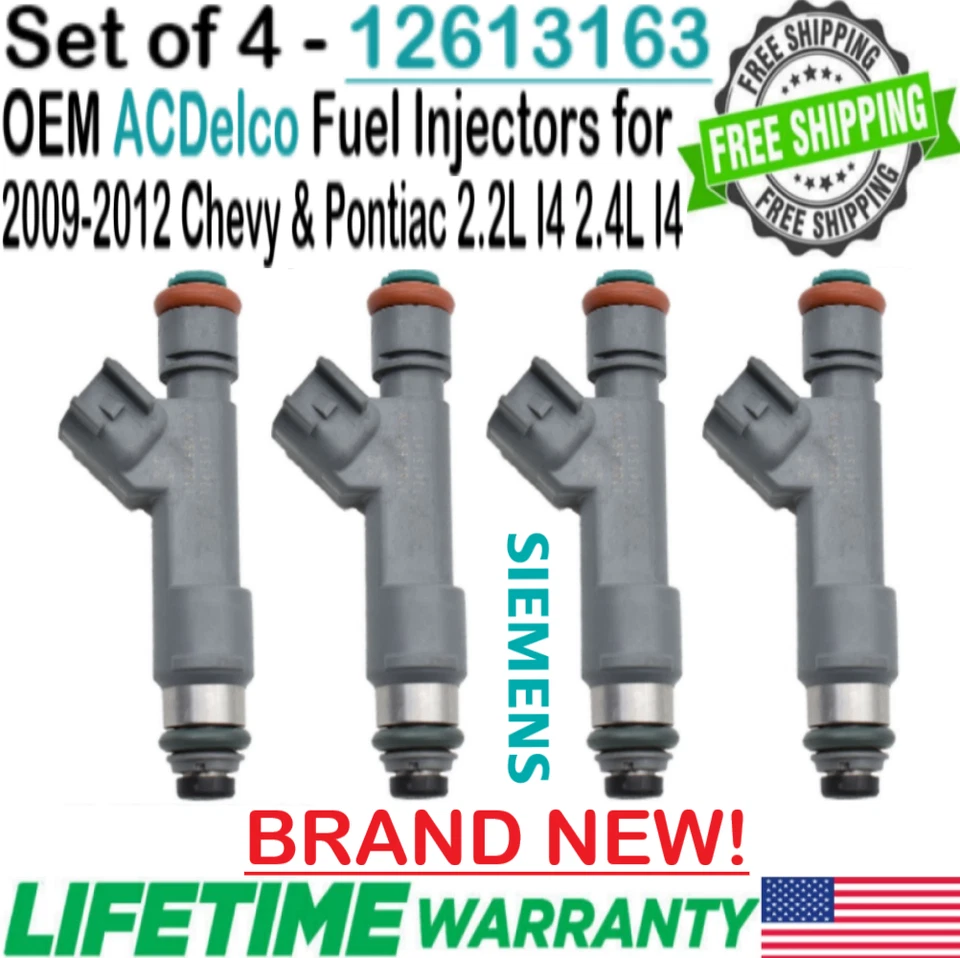 Inyectores de combustible nuevos OEM ACDelco 4 piezas para Chevrolet HHR 2009, 2010, 2011 2,4 L I4 Foto 1 de 4