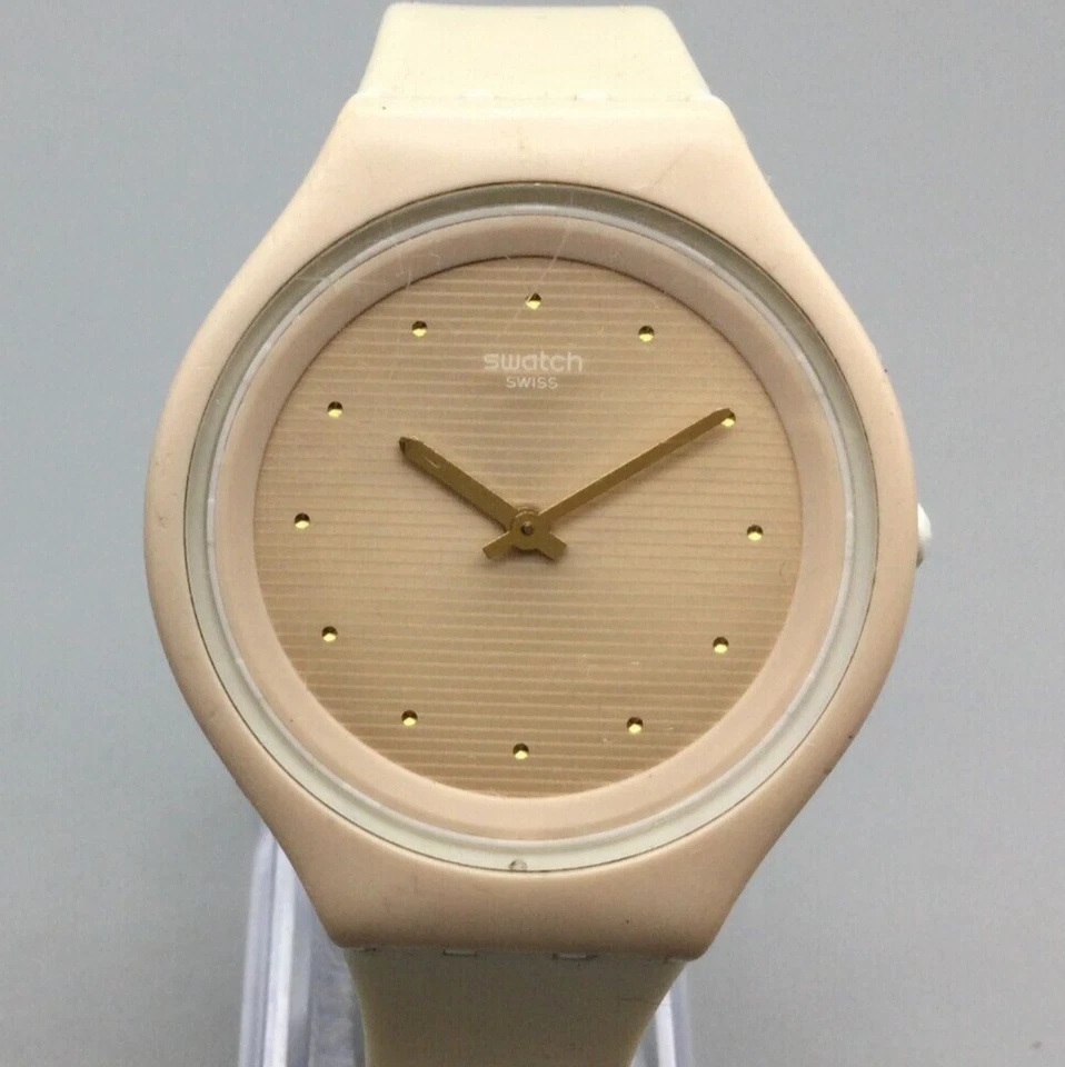 Swatch SkinSkin часы женщин 40 мм бежевый золотой тон Швейцарский сделано новый аккумулятор - Изображение 1 из 4