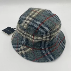 BURBERRY Bucket Hat Navy Blue Nova Check Cotton Tartan Hat Size M RARE! 720 - Picture 1 of 7