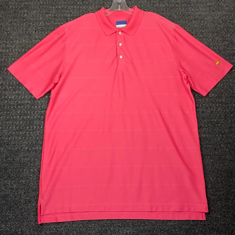 Jack Nicklaus Polo Golf Shirt Hot Pink StayDri XL Striped Gold Bear - Image 1 of 4