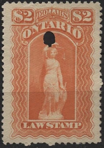 Canada 1870 Van Dam #OL58 $2,00 rosso, francobollo legge Ontario, usato - Foto 1 di 1