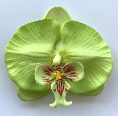 Pinza para el cabello 4,5" verde manzana orquídea seda flor Luau tropical hawaiana boda Foto 1 de 2