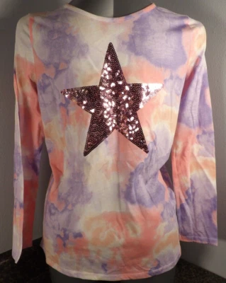 Children Place girls long sleeve tie dye star sequin long sleeve shirt s XXL 16 - Image 1 of 4