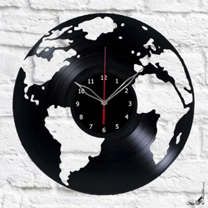 Vinyl Uhr Planet Erde Wanduhr Unikat Kunst Vinyl Schallplatte Wanduhr 543  - Bild 1 von 12