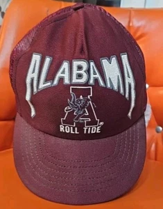 Rare Vintage 80s Alabama Crimson Tide Big Logo Snapback Hat Cap Roll Tide USA  - Bild 1 von 8
