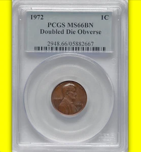 1972 PCGS MS66 Doubled Die Obverse POPULATION 8/0 Pop Top 1C DDO Lincoln Cent PQ - Picture 1 of 8