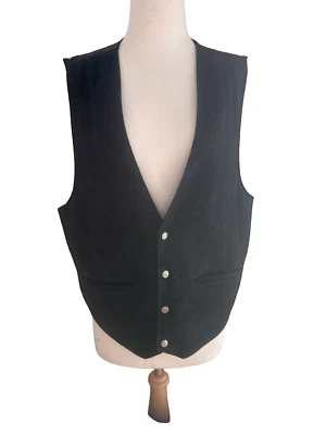 VINTAGE TRIBES FROM THE LAND OF THE BRAVE BLACK SUEDE LEATHER VEST - SIZE XL - Image 1 of 4