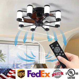 22" Vintage Windmill Ceiling Fan Light Kit with Remote APP Control Dimmable Lamp - Picture 1 of 11