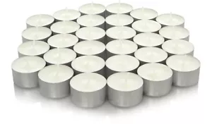 100 x White Unscented 8 Hour Burn Tea Light Candles Long Burn Time MADE IN EU - Picture 1 of 12