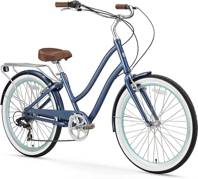 Bicicleta Cruiser híbrida paso a paso de 7 velocidades para mujer, ruedas de 26" y cuadro de 17,5" Foto 1 de 4