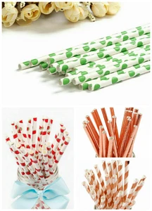 25x Drinking Paper Straws Food Safe Straw Birthday Party Wedding - Picture 1 of 131