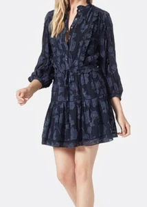 BNWT JOIE Adel B Ruffle Georgette Mini Dress Navy Blue Large Party Wedding - Picture 1 of 5