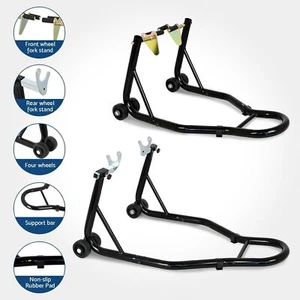 500KG Motorcycle Stand Lift Front and Rear Wheel Motorbike Carrier Paddock Black - Picture 1 of 11