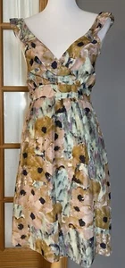 Theory Women’s Silk Floral Dress Sz 6 Mini Tie Back Sexy Fairy Romantic Whimsy - Picture 1 of 15