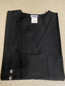 Fundamentals Unisex, Black V-Neck Scrub Top w/pocket - Medium - Picture 1 of 7