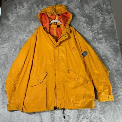 Vintage 90s Timberland Sport Series Jacket Mens XL Yellow Hooded Coat Cotton - Image 1 of 4