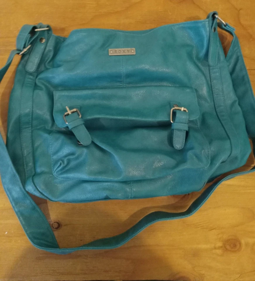 ROXY Women Leather Tote Hand Bag Purse Handbag Teal - Image 1 of 4