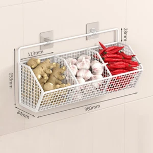 1x Wand Aufbewahrungskorb Küche Zwiebel Ingwer Knoblauch Regal Abtropfkorb - Bild 1 von 10