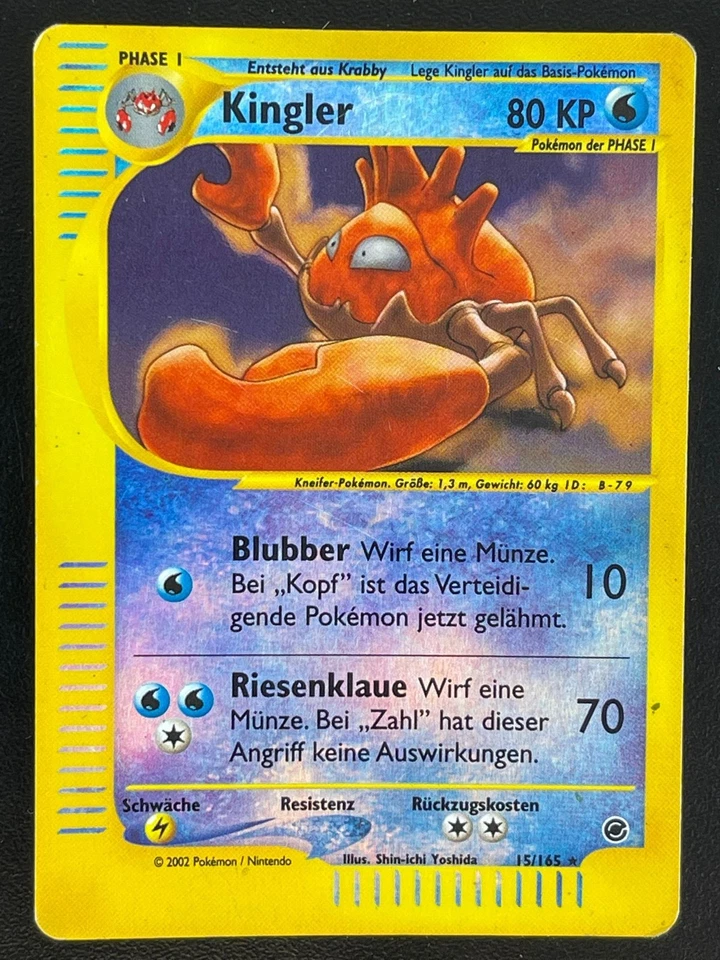 Kingler 15/165 Reverse Holo Expedition Deutsch Poor Pokemon - Bild 1 von 1