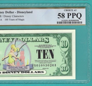 $10 2002 Disney Dollar Tinkerbell PCGS 58PPQ - Picture 1 of 3