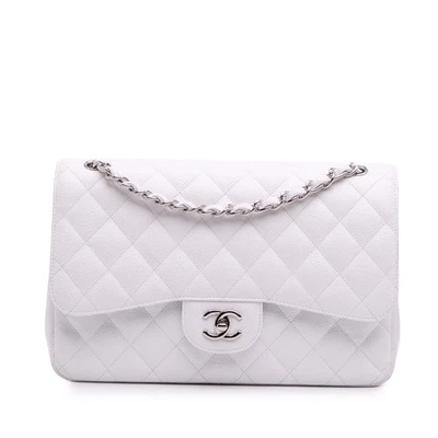 Authenticated Chanel Jumbo Classic Caviar Double Flap White - Image 1 of 4