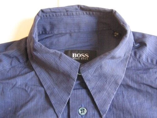 HUGO BOSS Camicia KW 38 Maniche Lunghe Blu A Righe #C1093 - Immagine 1 di 1