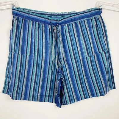 Pantalones Cortos CJ Banks Pull On Cordón Azul Rayas Mezcla de Lino Para Mujer Plus 3X Foto 1 de 4
